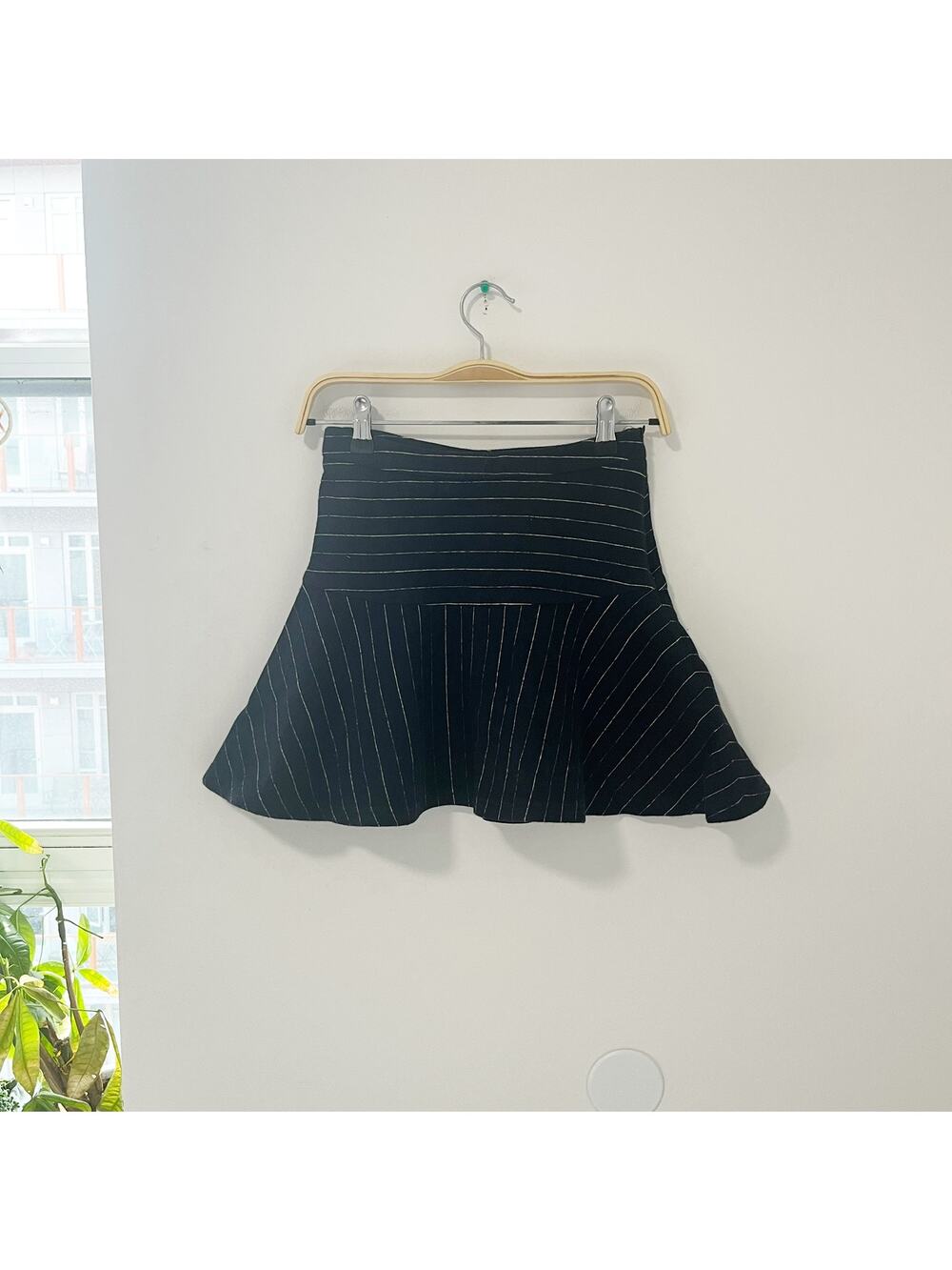 Joanada Boutique Academia Blue & White Pinstripe Wool Mini Skirt Size 2